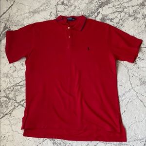 Red polo shirt